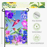 Hummingbirds Garden Flag Double Sided Blue and Red Iris Yard Flag Flowers Floral Birds Leaves Garden Flags Banner for Spring Summer Farmhouse Home Outdoor Decor 12 x 18 Inch