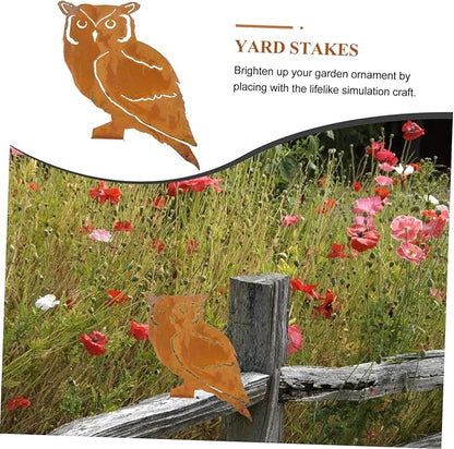1pc Iron Owl Statue Garden Decorations Lawn Ornaments Unique Owl Modeling