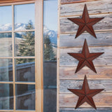 VIVICOMFY 12" Metal Barn Star Wall Decor-American Flag Stars for Outside Or Inside of House-Iron Texas Metal Star Rustic Vintage Western Country Home Farmhouse Wall Art Decorations (Set of 3)
