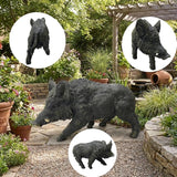 Large Wild Boar Garden Statue - 21.26" L x 12.2" H Faux Boar Sculpture, Realistic Resin Wildlife Figurine Ornament for Outdoor Decor, Yard Art Craft for Patio Lawn Porch
