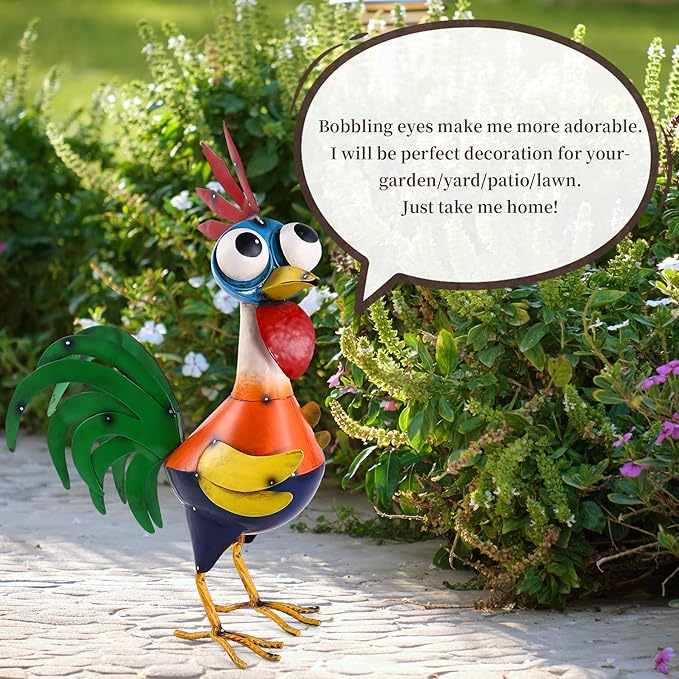 Ratuor Large Metal Rooster Decor Garden Statue Chicken Yard Art Kitchen Outdoor Decoration Gifts for Women Mom