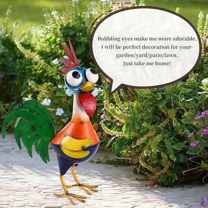 Ratuor Large Metal Rooster Decor Garden Statue Chicken Yard Art Kitchen Outdoor Decoration Gifts for Women Mom