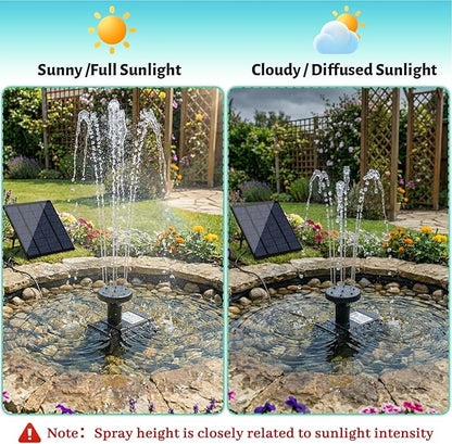 Solar Fountain, Solar Pump for Fountain with 4 Nozzles & 9.84FT Power Cable, DIY Solar Water Pump Kit for Birdbath, Garden, Pond, Pool, Outdoor