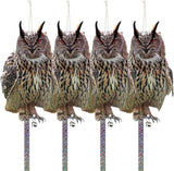 4PCS Fake Owl, Garden Owl, Plastic Owls, Reflective Hanging Decoration, Effective Control Device with Reflective Tape for Garden Patio Windows Tree