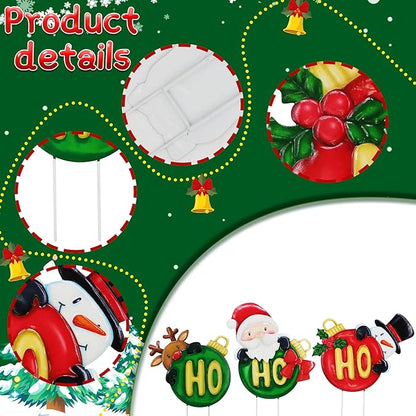3 Pack Metal Christmas Yard Signs Decor for Multiple Stacked,Voumsil Christmas Yard Stakes Ball Fall Yard Decor for Outside Garden Lawn Porch