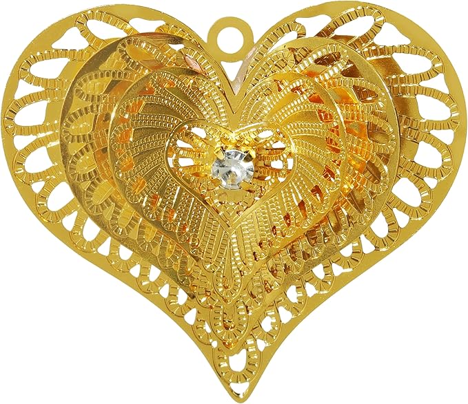 10pcs Gold Heart Shape Suncatcher Parts Hanging Window Pendant DIY Metal Part Ornament Hand-Crafts Gifts