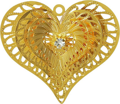 10pcs Gold Heart Shape Suncatcher Parts Hanging Window Pendant DIY Metal Part Ornament Hand-Crafts Gifts