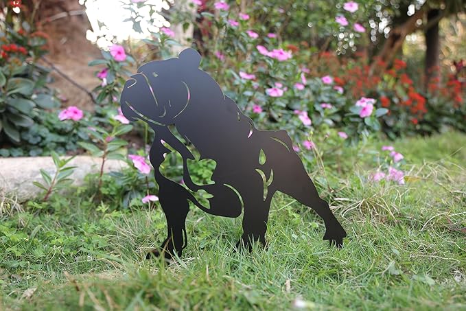Metal Dog Garden Decor for Outside (2 Pack), Puppy Decorative Garden Stakes, Black French Bulldog Silhouette Outdoor, Dog Yard Art, Weather Resistant Steel Yard Decor