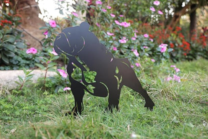 Metal Dog Garden Decor for Outside (2 Pack), Puppy Decorative Garden Stakes, Black French Bulldog Silhouette Outdoor, Dog Yard Art, Weather Resistant Steel Yard Decor