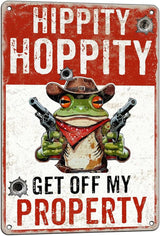 Frog Decor Funny Yard Sign Hippity Hoppity Get Off My Property Outdoor No Trespassing Warning Signs for Door Yard 8x12 Inch