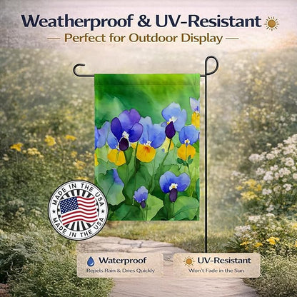 Caroline's Treasures Illinois Violet in Watercolor Garden Flag Mailbox Flag Decorative Yard Flag Banner Outside Patio Artwork Yard Flower Beds, Garden Size, Multicolor