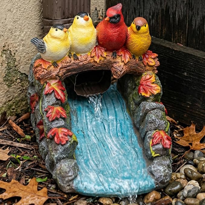 Birds Statue Gutter Downspout Extensions, Rain Gutter Downspout Splash Block Extender Cover Garden Yard Sculpture Decorative for 3" × 4" Downsout