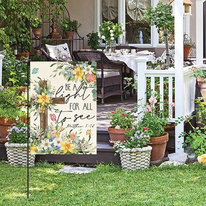 AVOIN colorlife Spring Floral Garden Flag 12x18 Inch Double Sided Outside, Eucalyptus Flowers Seasonal Cross Yard Outdoor Flag