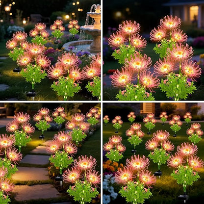 Solar Garden Flower Lights Outdoor, 4 Pack Pink Spider Lily Solar Lights with Glowing Stems, IP65 Waterproof LED Yard Decor for Patio Lawn Pathway, Mother's Day Valentine Gifts for Women Mom Grandma