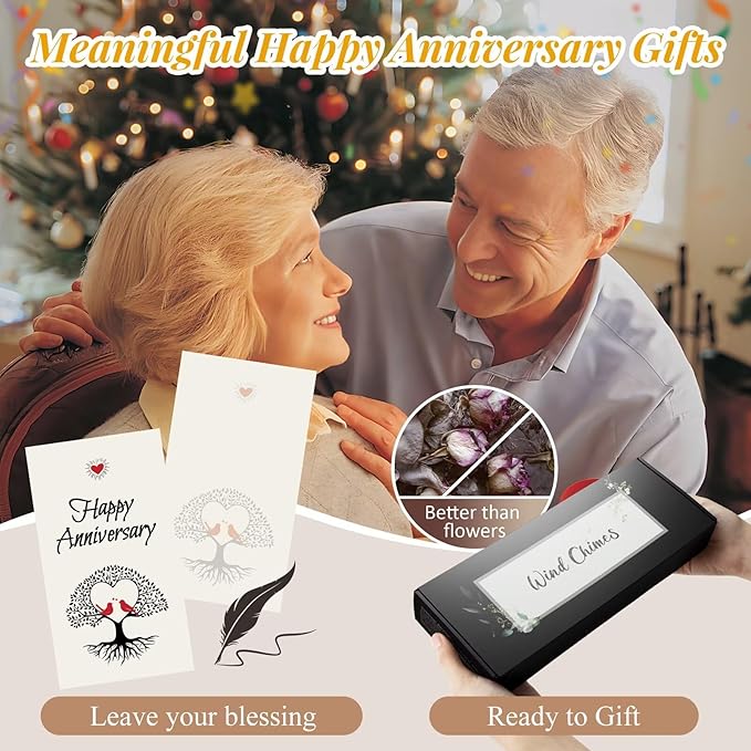 50th Anniversary Wind Chimes Gifts for Men Women,Romantic 50 Year Anniversary for Couples, Wife, Husband, Parents, Friends, 50th Wedding Gifts Idea of Happy Anniversaries Decorations,Black