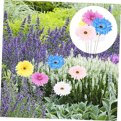 5pcs Daisy Garden Stakes Decor Metal Flower Pathway Stakes for Outdoor Decoration Vibrant Garden Art for Home and Festivals