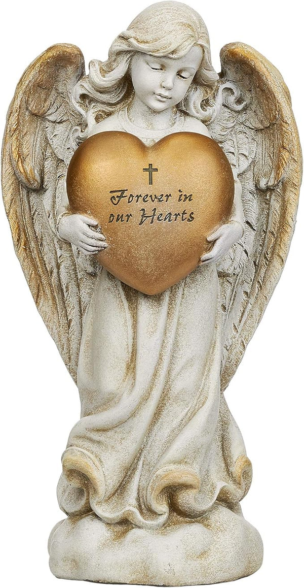 Joseph's Studio by Roman - 12.25" H Memorial Angel Holding a Heart Garden Statue, Religious Outdoor Decor