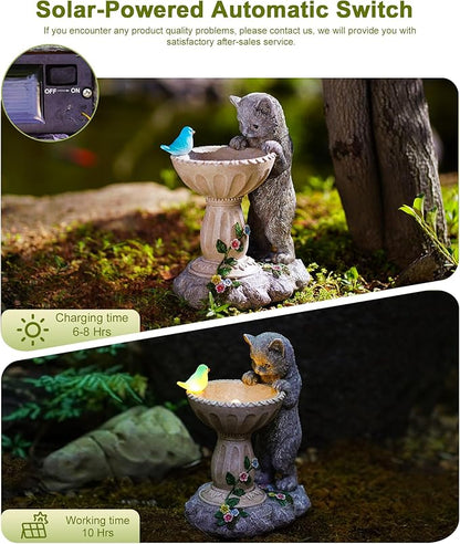 Cat Statues for Bird Bath: Outdoor Sculptures for Garden Lawn Patio Yard Balcony Porch - Unique Gifts for Mother Grandma Women