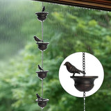 Elegant 32in Bird-Shaped Rain Chains for Outside with Gutter Adapter, Durable Copper Rain Chain for Water Management, Easy Install for Gardens and Patios, Equipped with V-Shaped Hooks