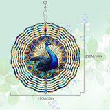 Peacock Wind Spinner, Hanging 3D Outdoor Wind Chimes, 10 inch Metal Wind Spinner for Outdoor & Indoor Decor, Yard Art Gift