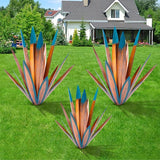Homight Large Tequila Rustic Sculpture, Rustic Metal Agave Plants for Outdoor Patio Yard, Home Decor Hand Painted Metal Agave Garden Yard Statue, Outdoor Lawn Ornaments (2 Big 1 Small)