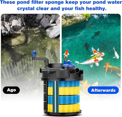 Pond Filter Replacement Sponge Filter Media Pad Koi Fish Pond Filter Sponge CPF 2500 Compatible with Grech VIVOHOME/VEVOR Pond Filters for Outdoor Ponds Aquarium Bio Sponge Filter Media Pad