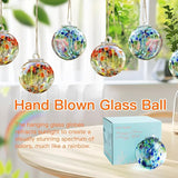 Yao Yuan 4 Inch Garden Hanging Gazing Ball Hand-Blown Glass for Hanging Gardens Window Outdoor Gazing Ball Witch Balls Glass Ornament (organe and red)