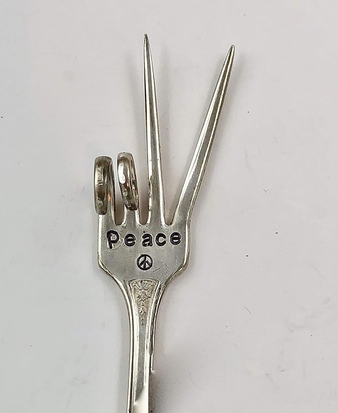 Plant Marker, Peace Sign Fork, Container Indoor Garden, Recycled Fork Stamped