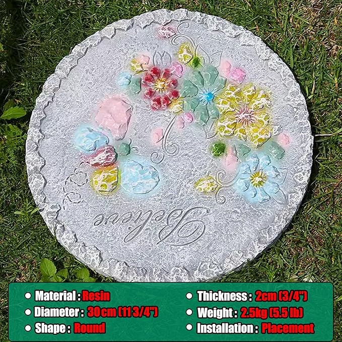 Stepping Stone Decorative Step Stones That Stake Into The Ground, Landscaping Stepping Stone/Walkway Tiles, Yard Decor Pathway Pavers Stones Ornaments(Gray)