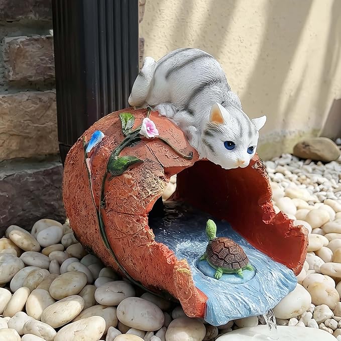 Cat Gutter Downspout Extender Statue, Funny Garden Statue Ornament, Decor Downspout Diverter, Perfect Rain Diverter for 3"x4" Downspouts, Eco-Friendly Resin, Ideal Outdoor Decor Gift