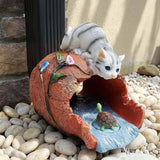 Cat Gutter Downspout Extender Statue, Funny Garden Statue Ornament, Decor Downspout Diverter, Perfect Rain Diverter for 3"x4" Downspouts, Eco-Friendly Resin, Ideal Outdoor Decor Gift