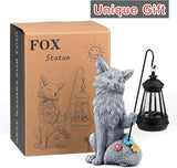 Fox Statue for Garden Decor, Garden Statue with Solar Power Light for Outdoor Patio Porch Lawn Yard Backyard Oudside Indoor Shelf Decoration,Praying Fox Sculptures Gifts for Mom Grandma