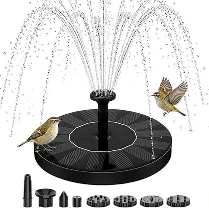 Solar Fountain for Bird Bath: Floating Mini Solar Water Fountain with 6 Nozzles for Garden, Pond, Pool, and Outdoor (3, 5.1")