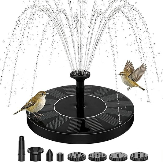 Solar Fountain for Bird Bath: Floating Mini Solar Water Fountain with 6 Nozzles for Garden, Pond, Pool, and Outdoor (3, 5.1")