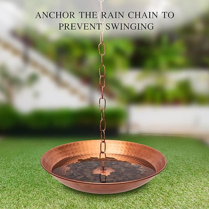 Topadorn Rain Chains Lotus Decor 8.5 Feet Rain Chain with 11 Tulip Shaped Copper Cups, Mental Antique Gold Rain Chain Basin Downspout