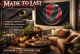 3x5 Feet Grateful Dancing Bears Dead Polyester Flags with 4 Grommets - Skull Single Sided Flag Wall Decor For Outdoor/Indoor Room Man Cave - US Black Boat Flags or Banners Man Cave Skull Funny
