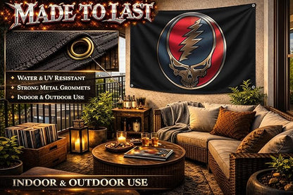 3x5 Feet Grateful Dancing Bears Dead Polyester Flags with 4 Grommets - Skull Single Sided Flag Wall Decor For Outdoor/Indoor Room Man Cave - US Black Boat Flags or Banners Man Cave Skull Funny