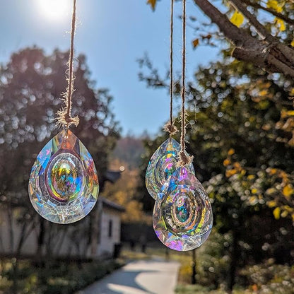 Crystal Prism Suncatchers DIY,AB Sparkling Teardrop Sun Catcher with Crystals Hanging Crystal for Windows, Chandeliers, Car & Garden Déco