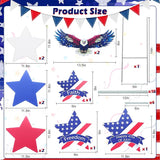 11 Pcs Independence Day Yard Signs(2 Eagles+9 Stars), 4th of July Patriotic Outdoor Decorations, Memorial Day Pentagram(Red White Blue) Garden Sign with Stakes for Fourth of July Celebration