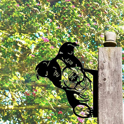 Farm Peeping Dog Metal Art Outdoor Decor Garden Fence Decoration, Farmhouse Backyard Hang Artwork Wall Decor, Outdoor Yard Patio Lawn Statue Gift for Loved Dad Grandpa (Dog)