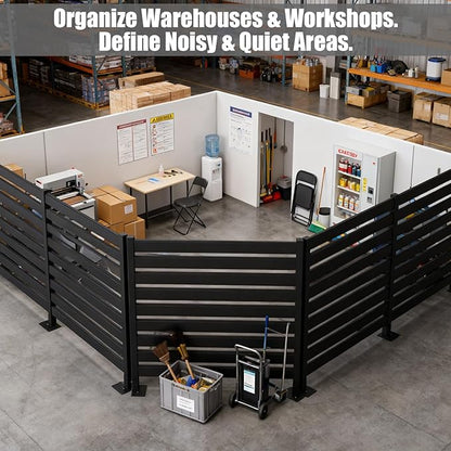 38" W x 42" H x 3 Modular Privacy Screen Kit, 3-Panel Wrought Iron Fence System for Custom Backyard & Patio Enclosures - Hides Multiple AC Units or Creates Dividers