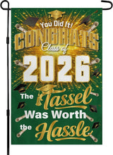 Graduation Decorations 2026 - Class of 2026 Garden Flag | Graduation Decor Party Favors Supplies for Outdoor Indoor Double-Side Backdrop Banner for Garden Porch Patio Lawn Yard Home,12x18Inch(Green)
