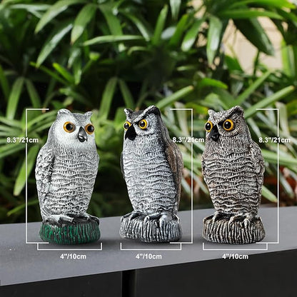 OFFO 3 Pack Plastic Owls Scarecrow for Halloween Decorations Outdoor Garden, Yard, Pool Decoration, 8.3 in Height