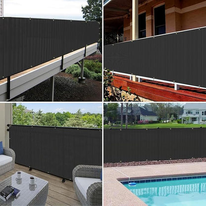 Windscreen4less 3'x10' Deck Balcony Privacy Screen for Deck Pool Fence Railings Apartment Balcony Privacy Screen for Patio Yard Porch Chain Link Fence Condo with Zip Ties Black