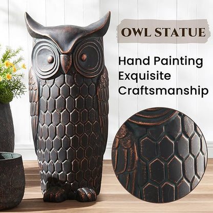 Wallowa Large Outdoor and Indoor Statue, 40"-32" inches Garden Sculptures & Statues, Faux Stone Owl Sculpture Set of 2, Garden Decoration, Large Free Standing Statue for Living Room, Porch, Backyard