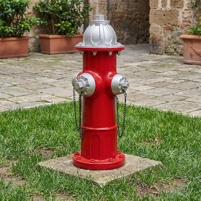 Fire Hydrant for Dogs to Pee On, Dog Fire Hydrant Pee Post Outdoor Statue for Yard Lawn Decor, Garden Sculpture Dog Porch Potty, 13.5" H × 5.9" L × 5.1" W (Retro)