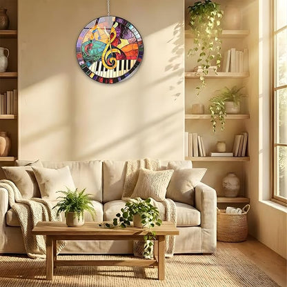 Music Treble Clef Acrylic Suncatcher, Colorful Suncatchers for Window Hanging Ornament, Stained Glass Effect Art Garden Decor for Piano Lover, Gifts for Mother's Day, Mom, Grandma, Wife, Women, Nana