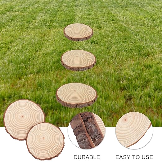 ARTIBETTER 2pcs Wooden Garden Stepping Stones Outdoor Log Slabs for Lawn Pathway Landscaping Decorative Garden Decor