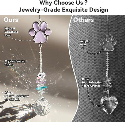 Dog Memorial Gifts for Loss of Dog, Pet Memorial Gifts for Dogs, Thoughtful Bereavement Remembrance Crystal Suncatcher with Sympathy Card (Light Violet)