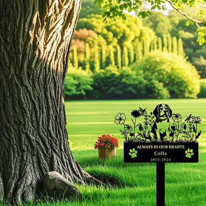 Personalized Flora Dog Memorial Garden Stake - Custom Cemetery Sign With Stake - Pet Grave Marker Plaque - Engraved Headstone for Dogs